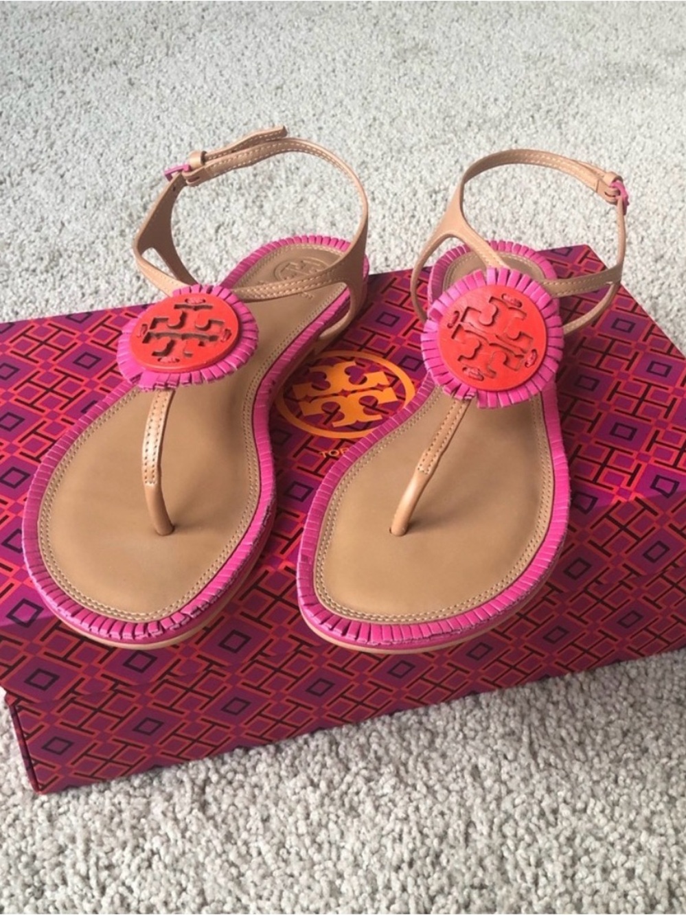 NEW Tory Burch MILLER FRINGE Flat Sandal Size 7